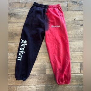Broken Promises Two-Tone Black & Red Sweatpants